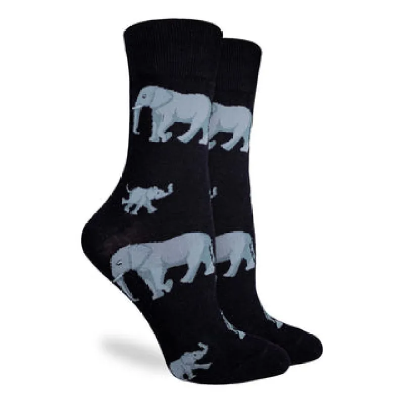 "Elephant Family" Cotton Crew Socks by Good Luck Sock made by Great Sox
