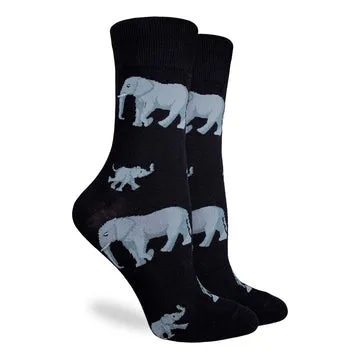 "Elephant Family" Cotton Crew Socks by Good Luck Sock sold by Great Sox