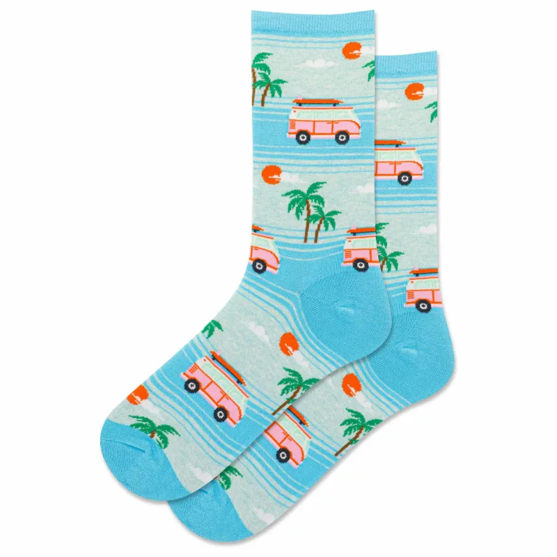 Hot Sox "Beach Van" Cotton Crew Socks  - Medium sold by Great Sox