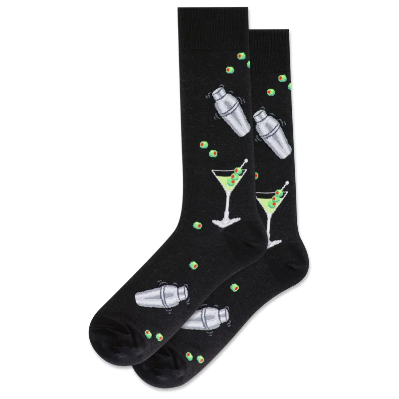 "Martini Shaker" Crew Socks by Hot Sox - Large sold by Great Sox