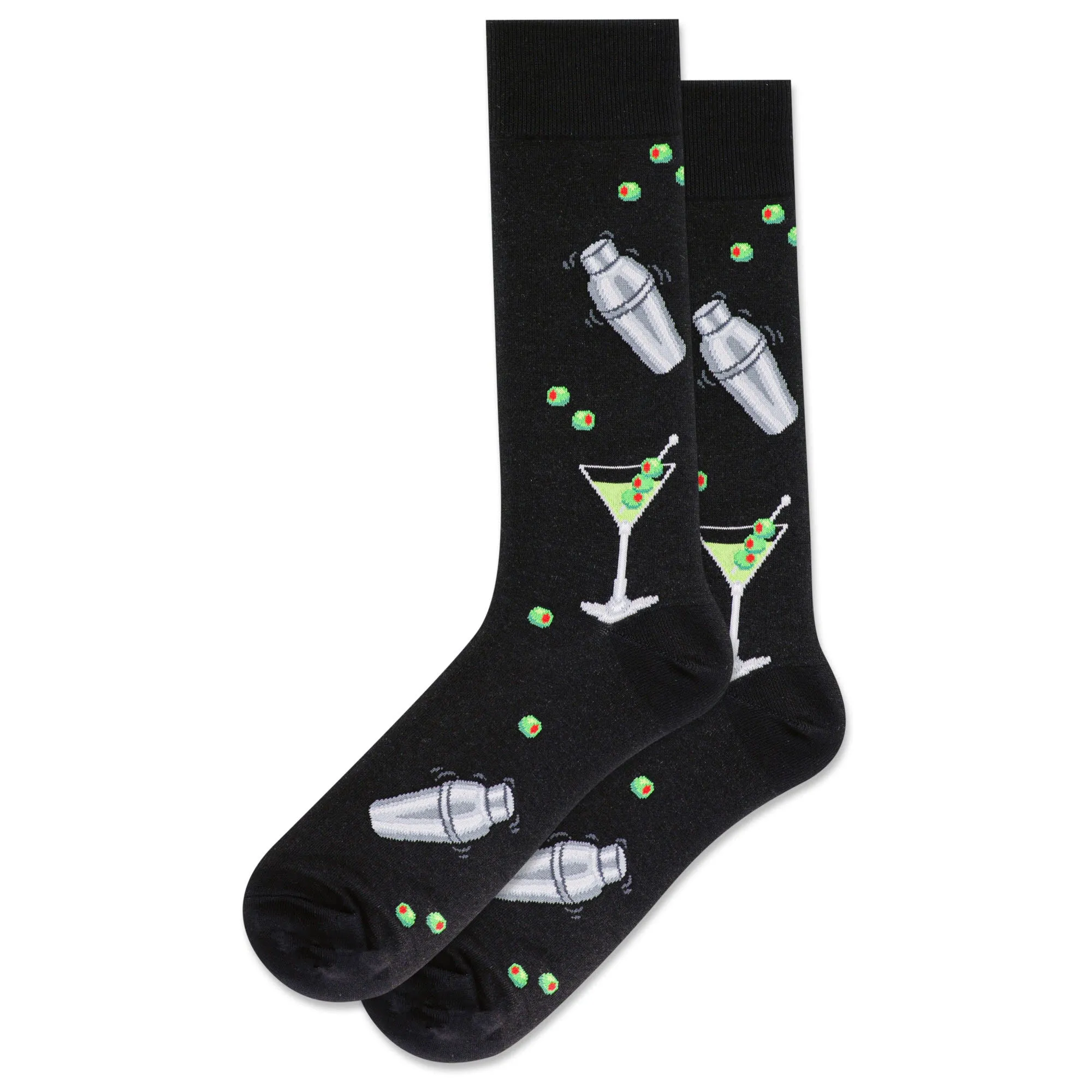 "Martini Shaker" Crew Socks by Hot Sox - Large sold by Great Sox