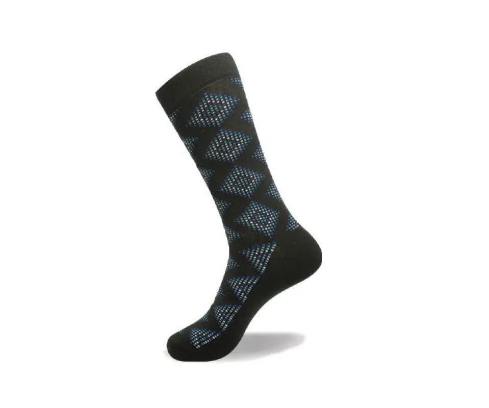 Vagden Men's "Illusion Diamond" Pattern Cotton Dress Sock sold by Great Sox