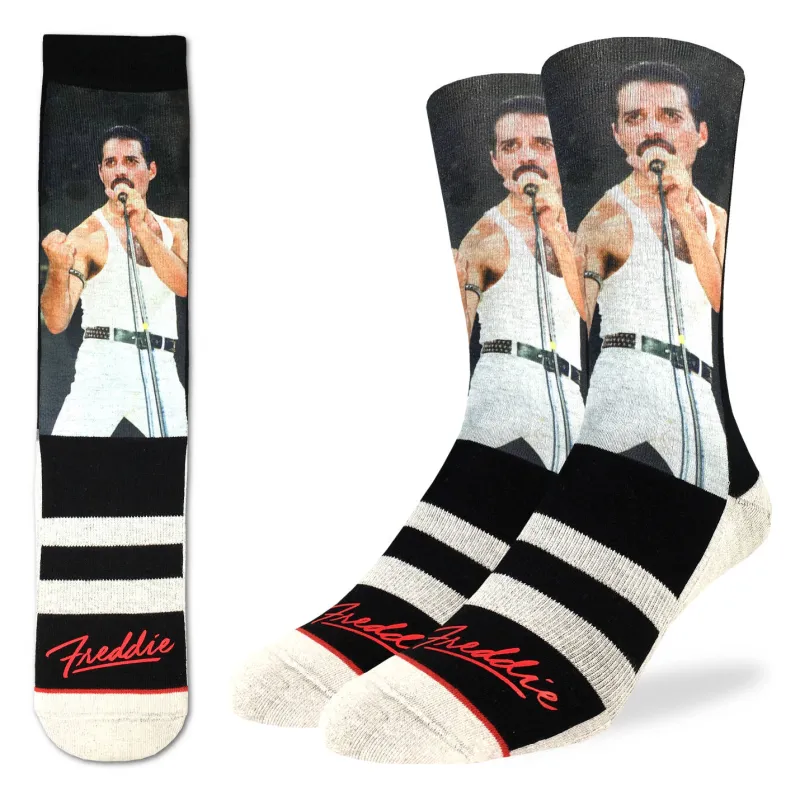 "Freddie at Live Aid" Active Socks by Good Luck Sock sold by Great Sox