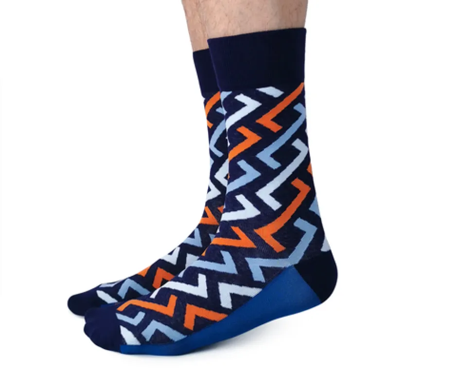 "Interlock" Pattern Cotton Crew Socks by Uptown Sox - Large sold by Great Sox