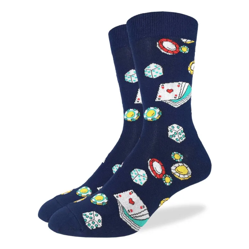"Casino" Cotton Crew Socks by Good Luck Sock - Large sold by Great Sox