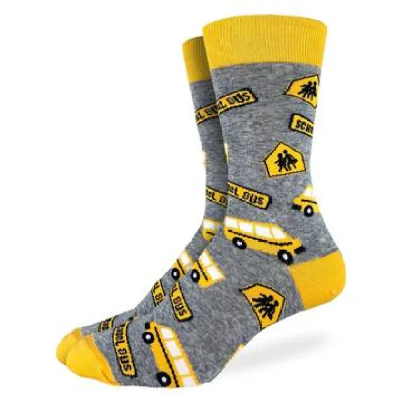 "School Bus" Cotton Crew Socks by Good Luck Sock - Large made by Great Sox