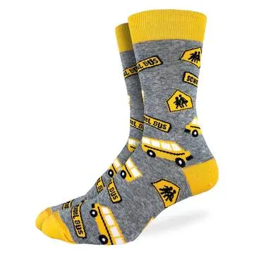 "School Bus" Cotton Crew Socks by Good Luck Sock - Large sold by Great Sox