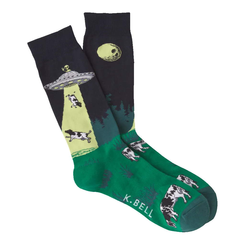 "UFO Abduction" Crew Socks by K Bell - Large sold by Great Sox
