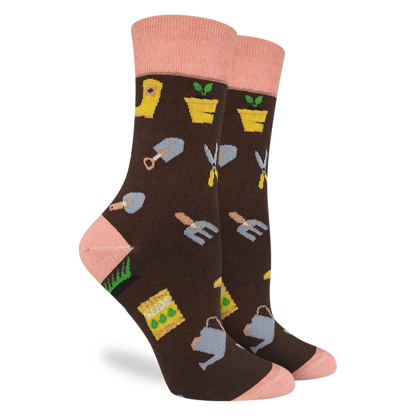 "Gardening" Cotton Crew Socks by Good Luck Sock - Medium - SALE sold by Great Sox