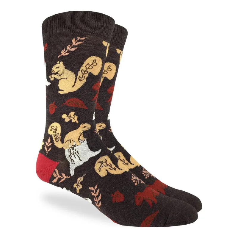 "Woodland Squirrel" Cotton Crew Socks by Good Luck Sock sold by Great Sox