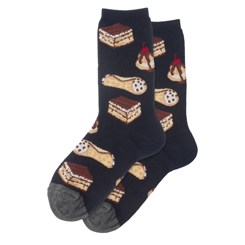 "Italian Pastries" Cotton Dress Crew Socks by Hot Sox - Medium made by Hot Sox