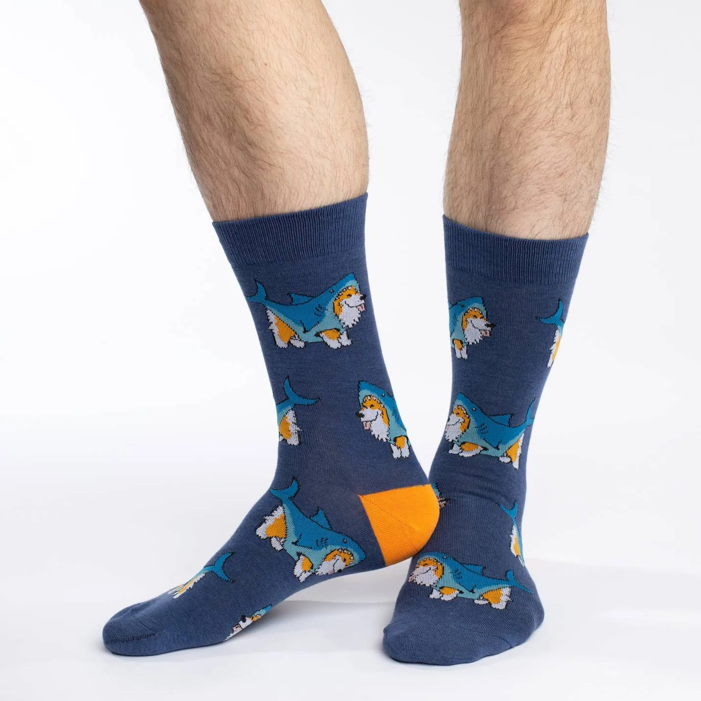 "Corgi Sharks" Cotton Crew Socks by Good Luck Sock sold by Great Sox product image thumbnail 2
