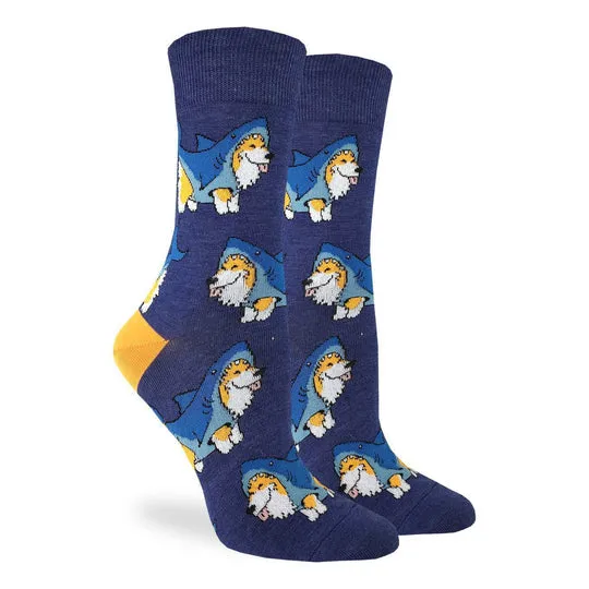 "Corgi Sharks" Cotton Crew Socks by Good Luck Sock sold by Great Sox product image thumbnail 3