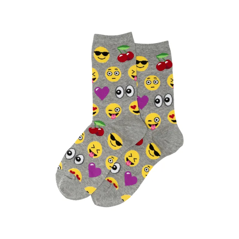 "Emoji" Cotton Crew Socks by Hot Sox - Medium - SALE made by Hot Sox