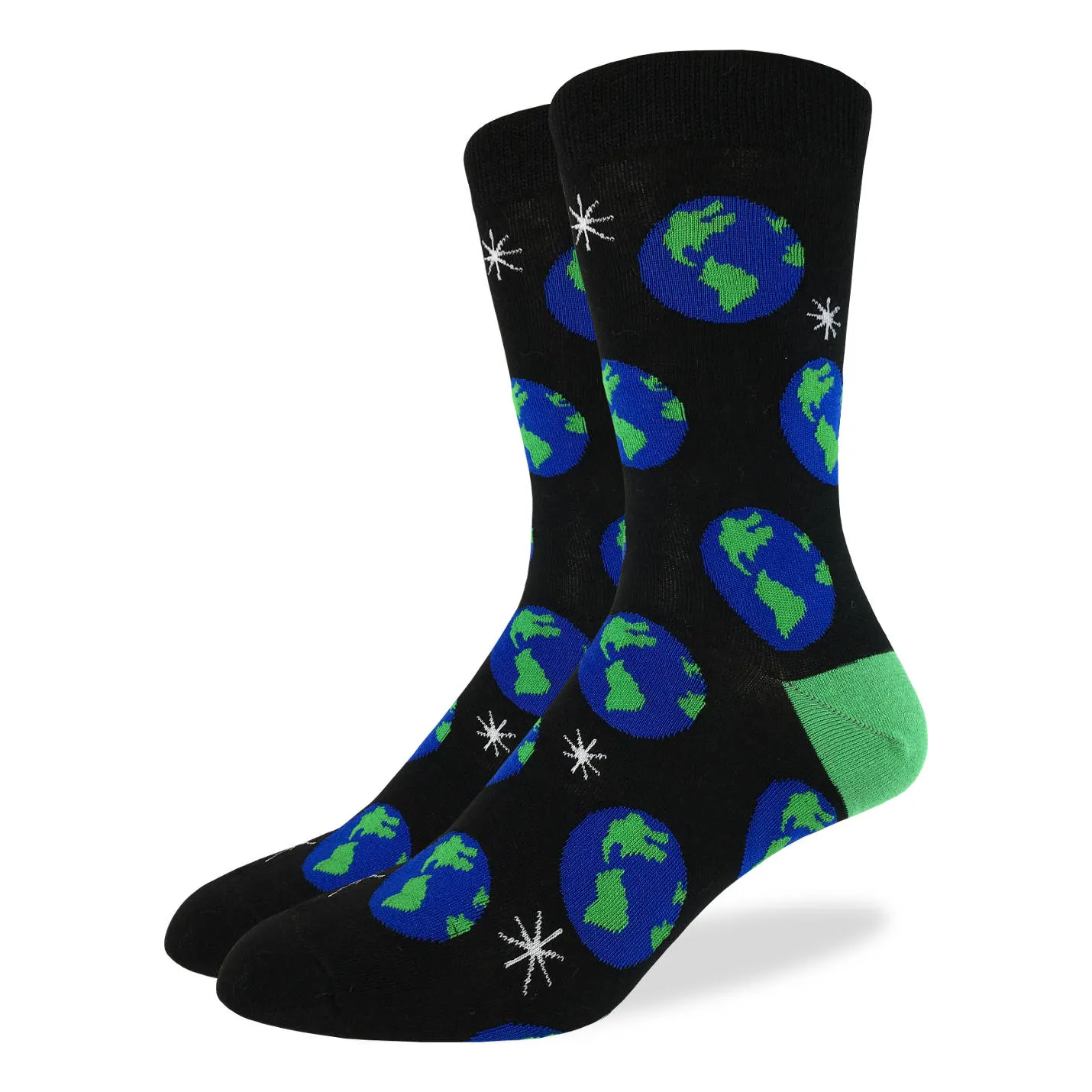 "Planet Earth" Cotton Crew Socks by Good Luck Sock sold by Great Sox
