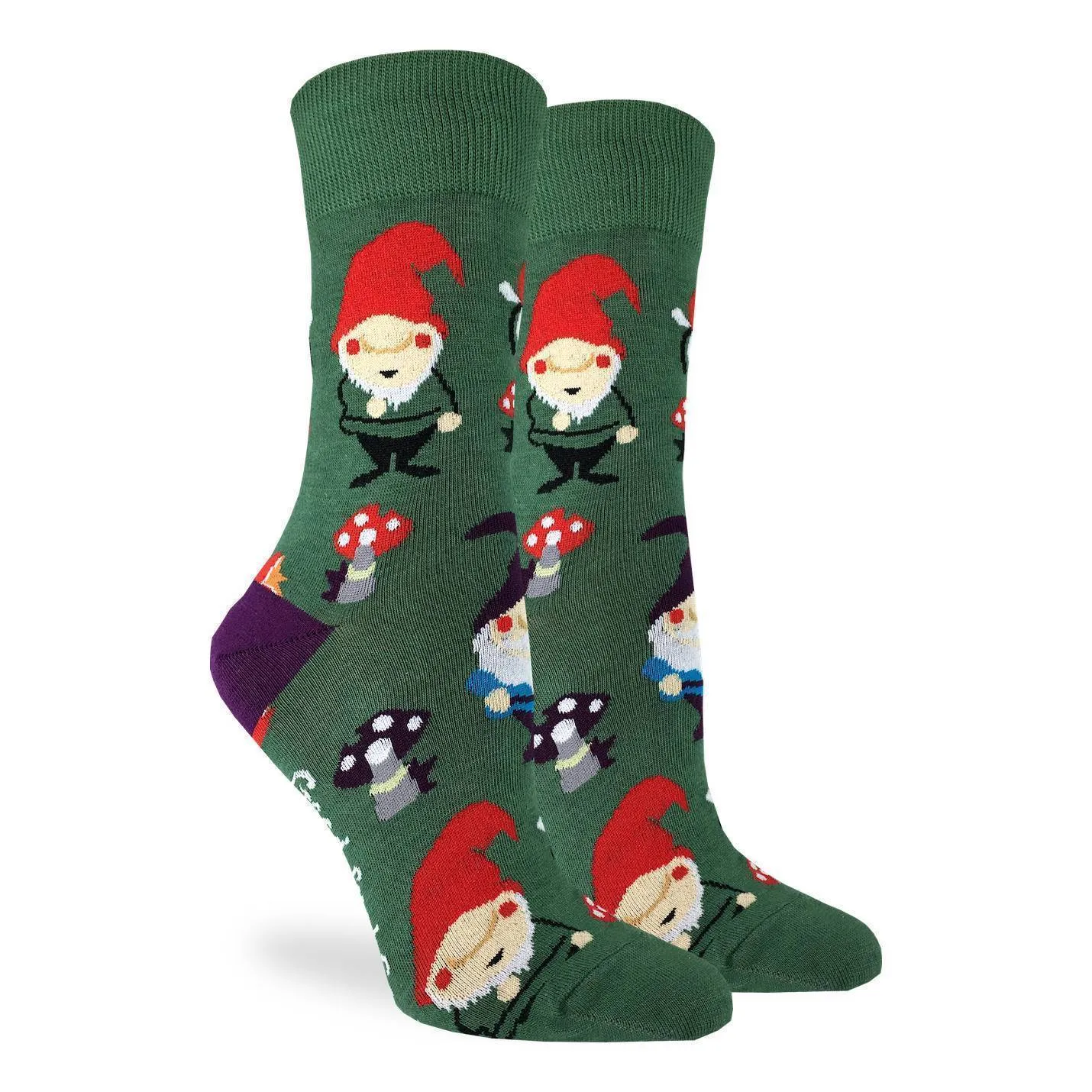 "Lawn Gnomes" Cotton Crew Socks by Good Luck Sock sold by Great Sox