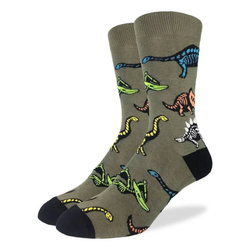 "Dinosaur Skeleton" Cotton Crew Socks by Good Luck Sock - SALE sold by Great Sox