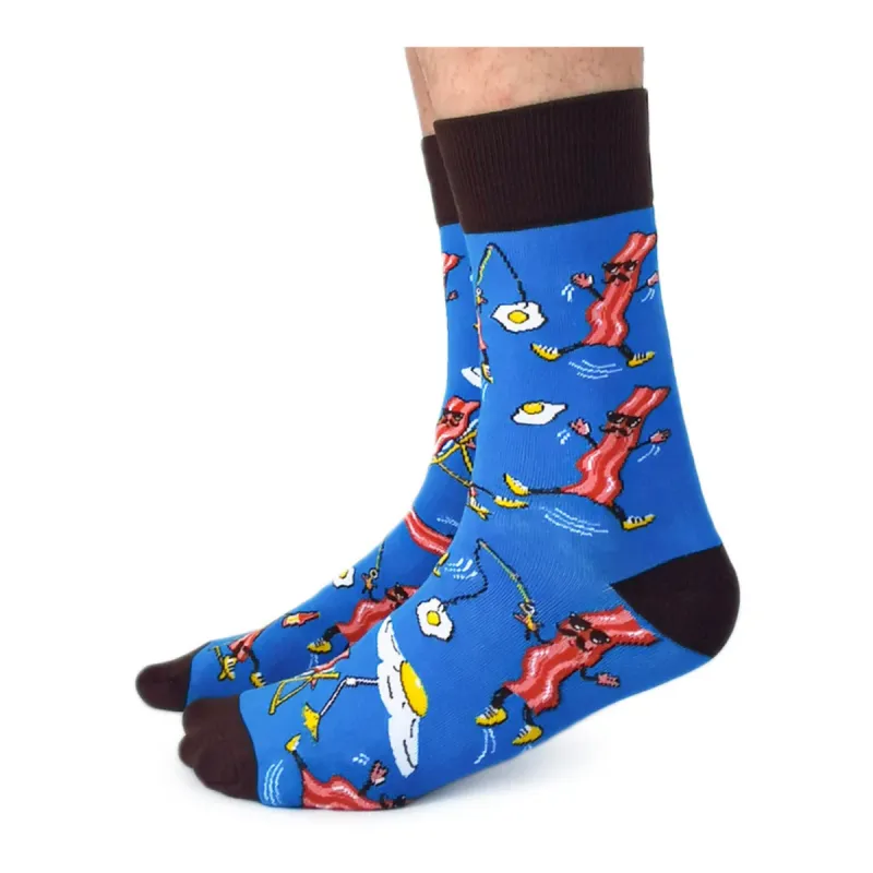 "Sir Bacon" Cotton Crew Socks by Uptown Sox - Large (CLEARANCE) made by Great Sox