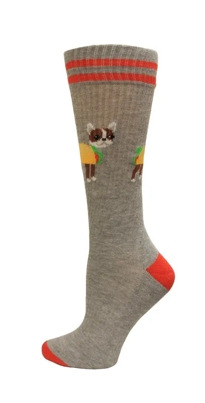 "Taco Terrier" Cotton Crew Socks by Hot Sox - Large made by Hot Sox