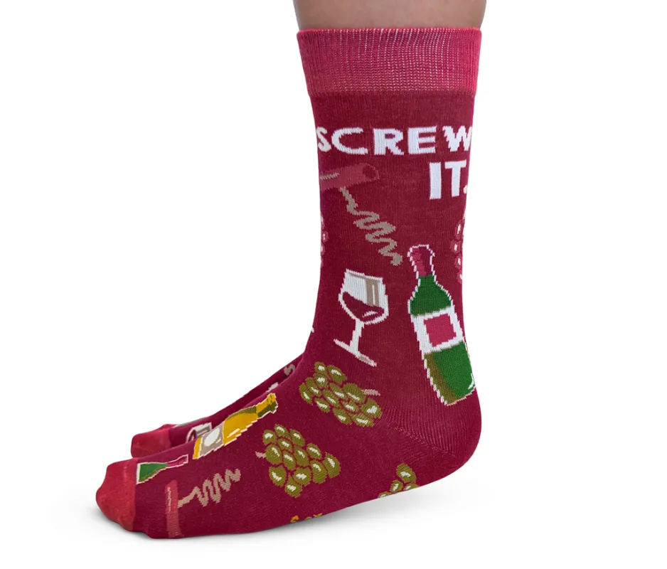"Screw It" Cotton Crew Socks by Uptown Sox - Medium made by Great Sox