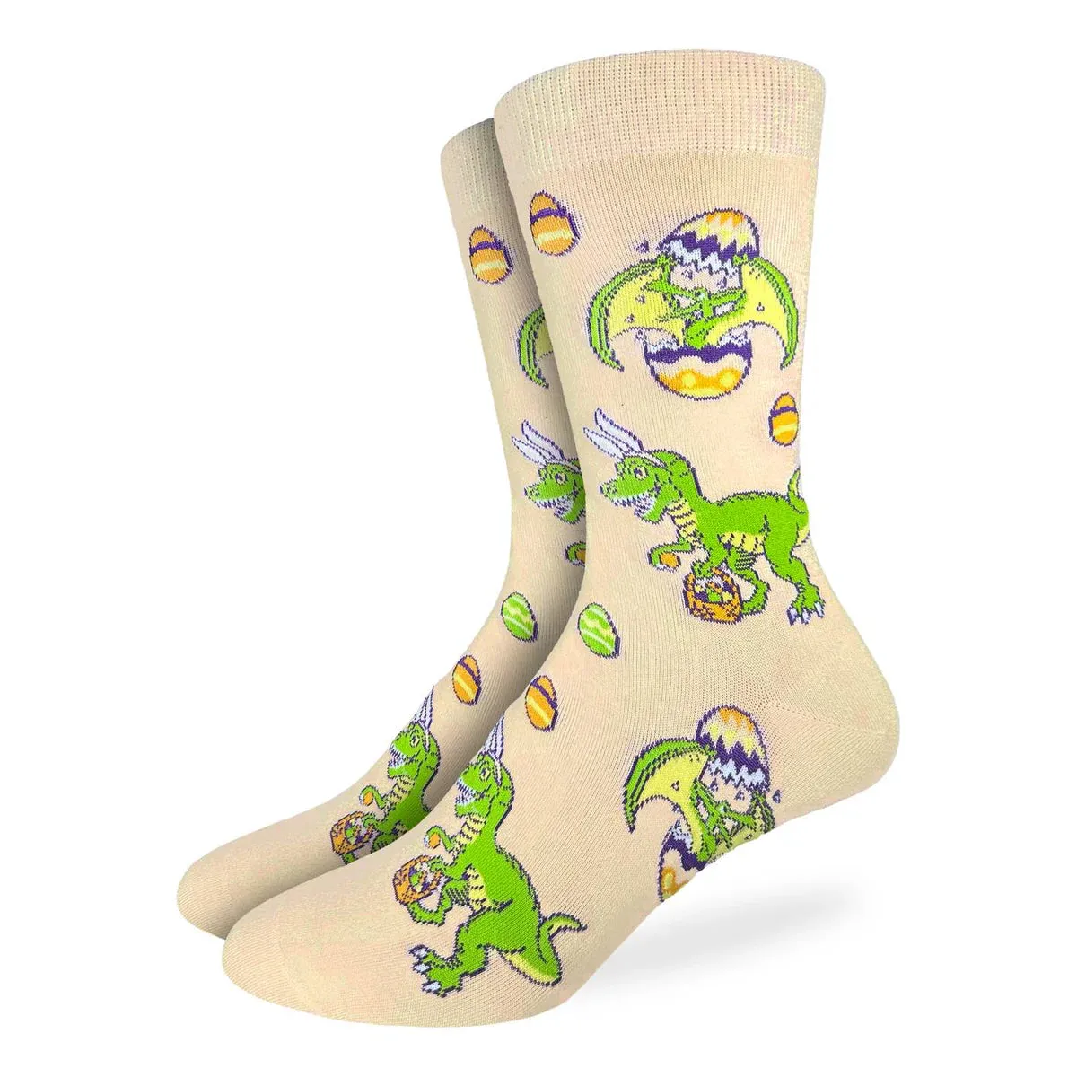 "Easter Dinosaur" Crew Socks by Good Luck Sock - Large sold by Great Sox