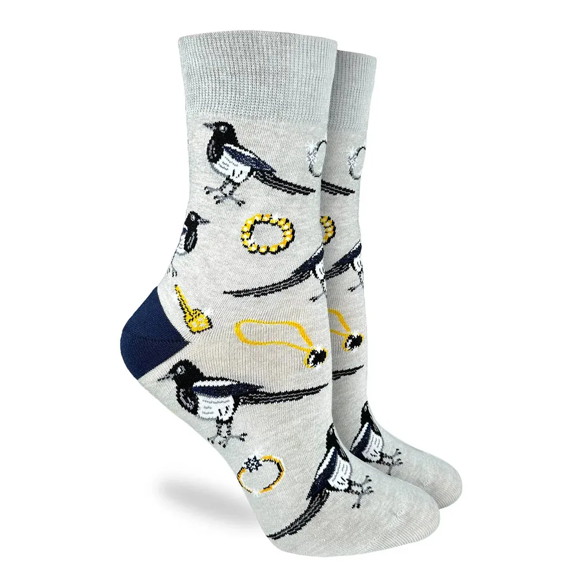 "Magpies" Cotton Crew Socks by Good Luck Sock sold by Great Sox