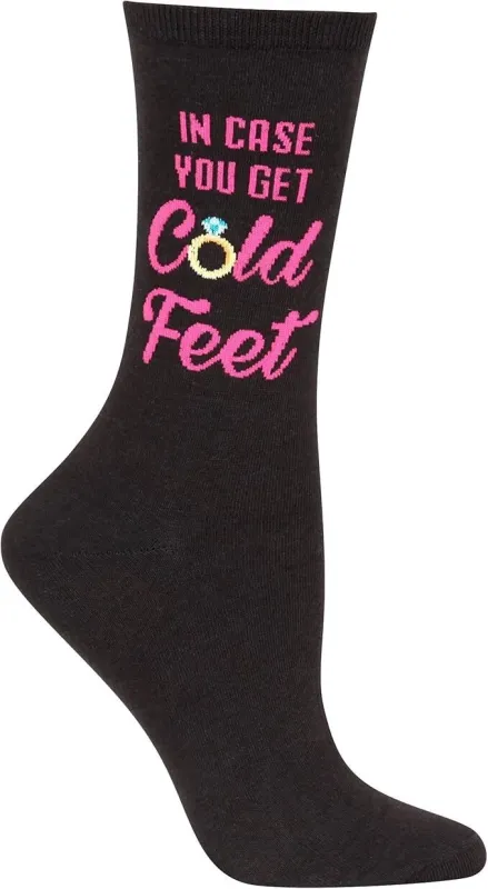 "In Case You Get Cold Feet" Cotton Crew Socks by Hot Sox - Medium (CLEARANCE) made by Hot Sox