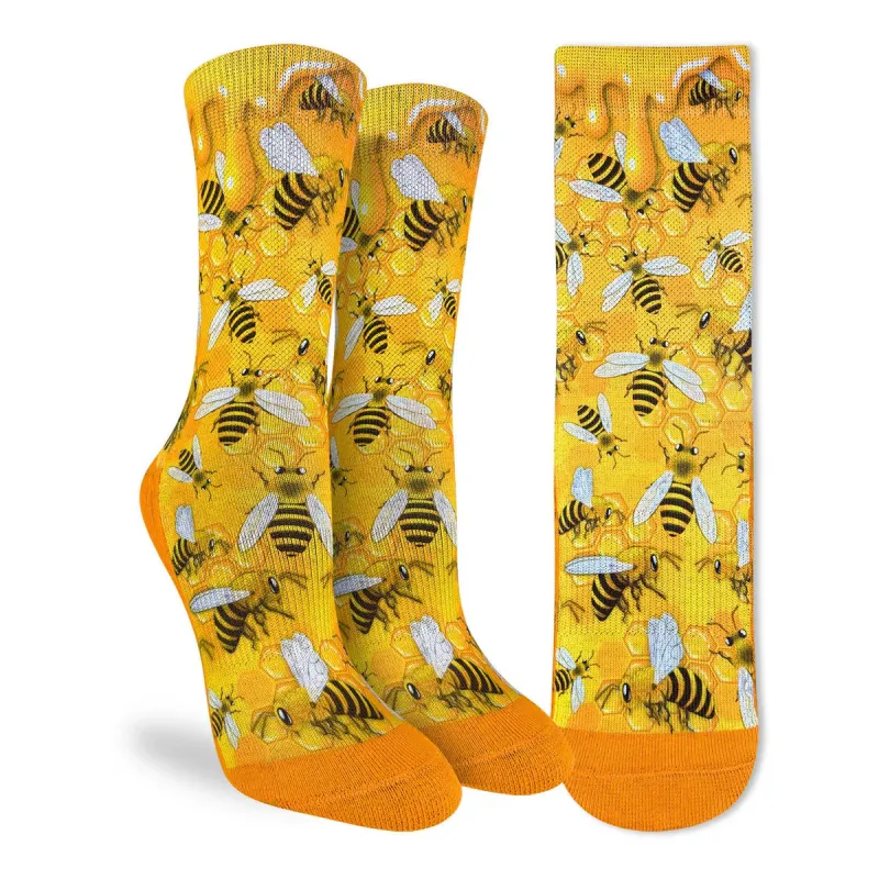 "Beehive" Active Crew Socks by Good Luck Sock - Medium made by Great Sox