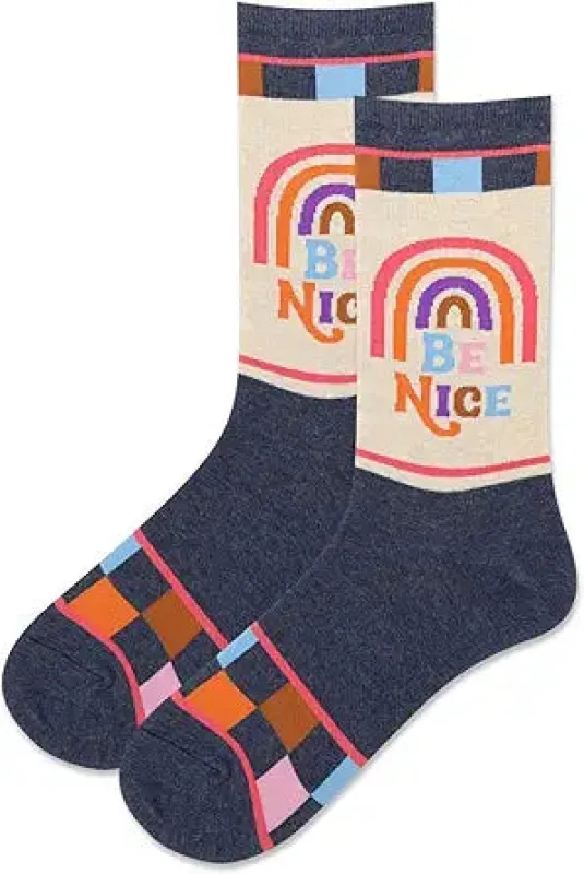 "Be Nice" Cotton Crew Socks by Hot Sox - Medium made by Hot Sox