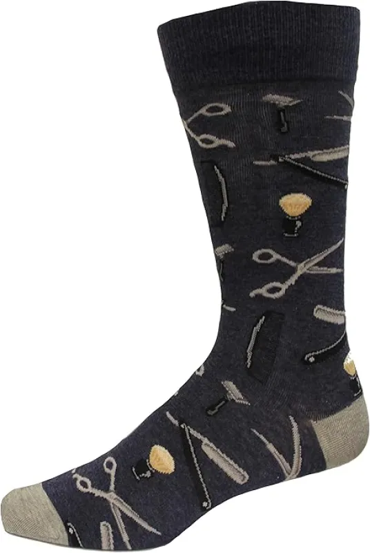"Barber" Cotton Crew Socks by Hot Sox-Large made by Hot Sox