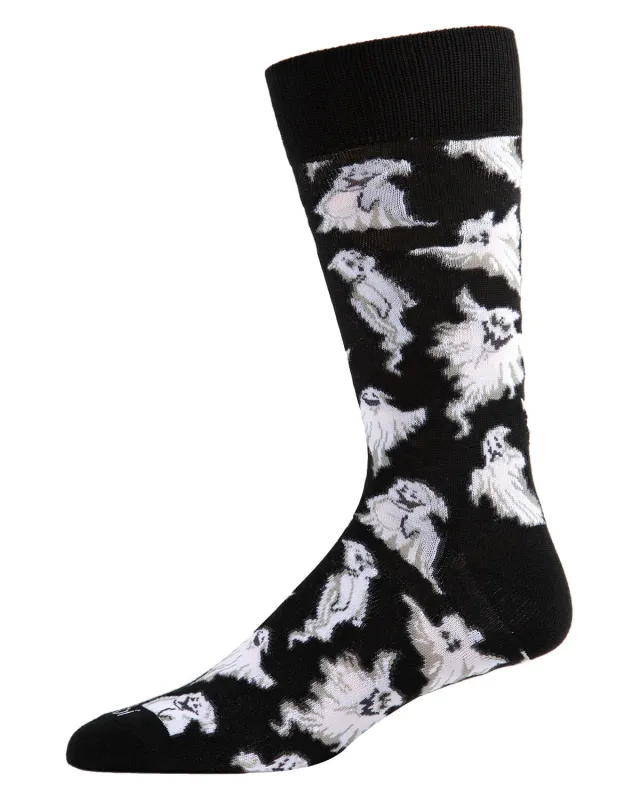 "Halloween Cool Ghoul Ghost Novelty" Crew Socks by Me Moí - Large made by MeMoi