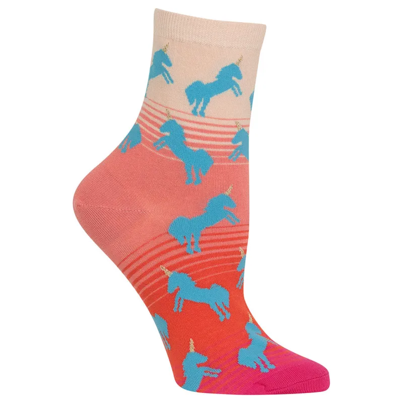 "Unicorn" Cotton Dress Anklet Socks by Hot Sox - Medium made by Hot Sox