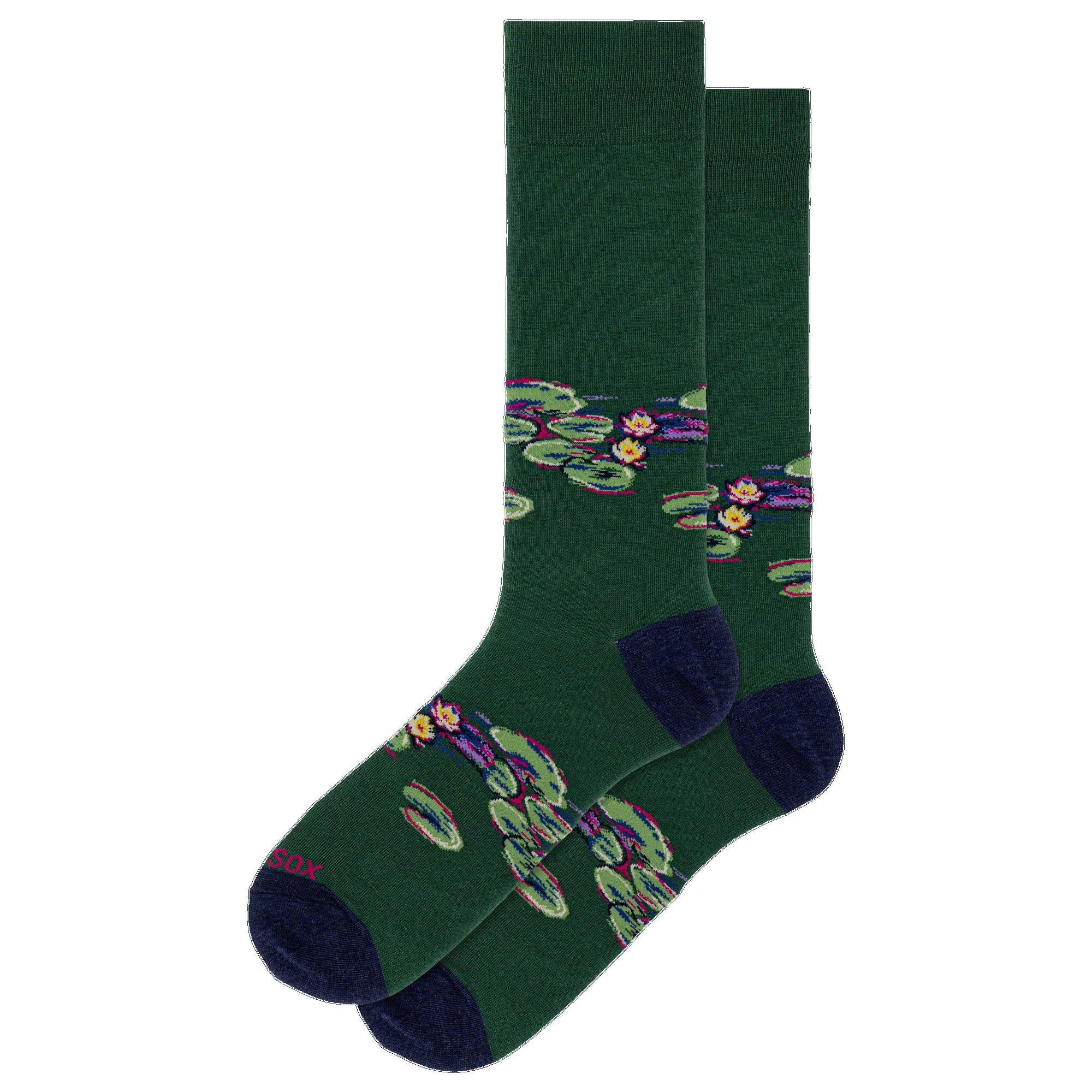 "Nympheas" Cotton Crew Socks by Hot Sox - Large sold by Great Sox