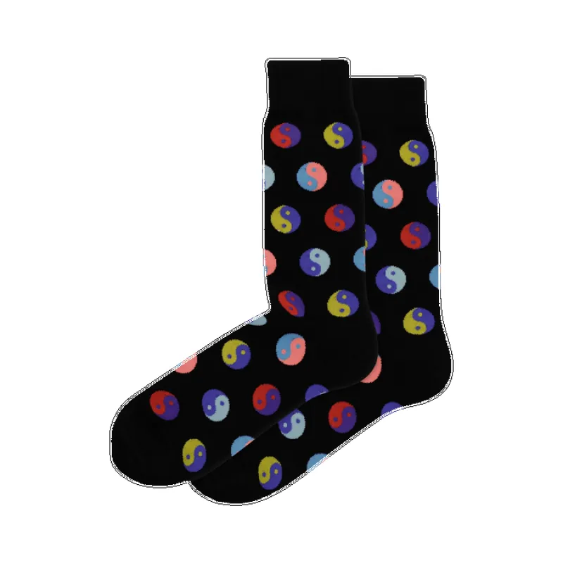 "Yin Yang" Cotton Crew Socks by Hot Sox - Large made by Hot Sox