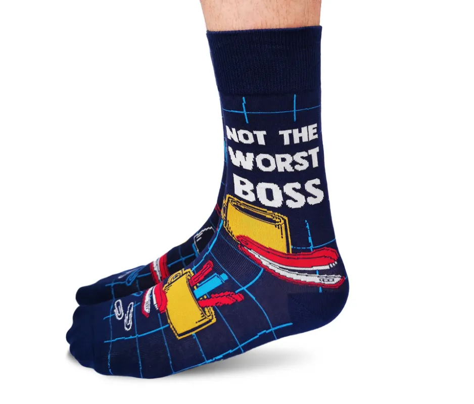 "Best Boss" Cotton Crew Socks by Uptown Sox - Large made by Great Sox