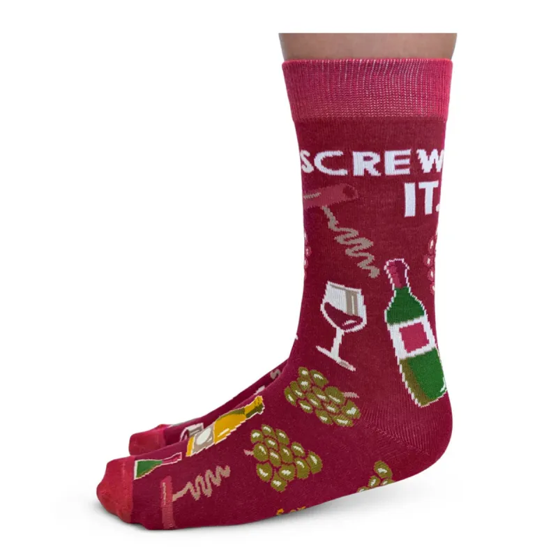 "Screw It" Cotton Crew Socks by Uptown Sox - Large made by Great Sox