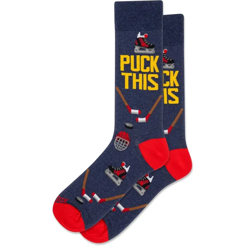 "Puck This" Cotton Crew Socks by Hot Sox made by Hot Sox