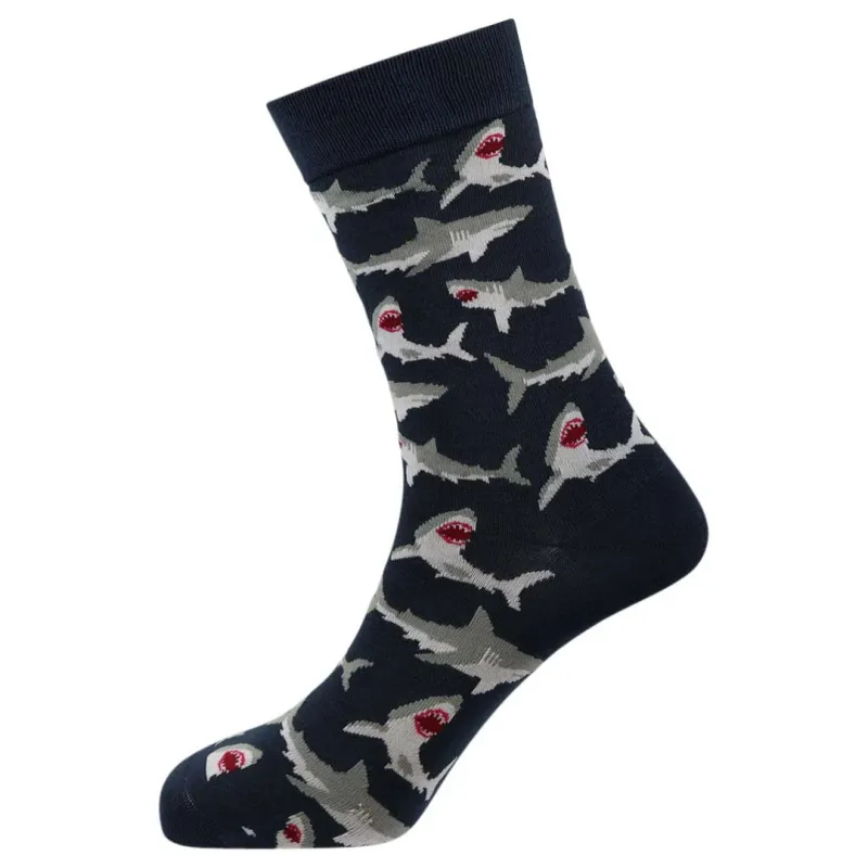 "Sharks" Bamboo Crew Socks By Sexy Socks made by Great Sox