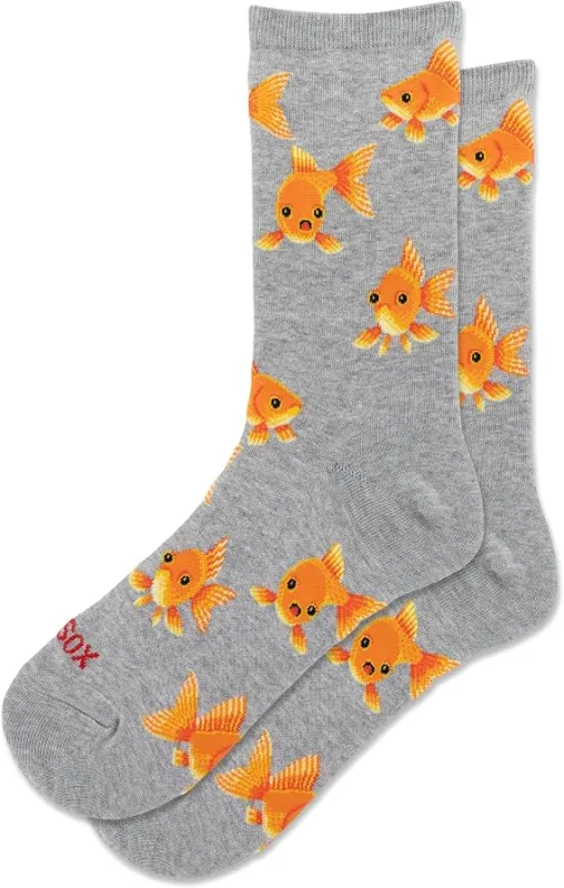 "Goldfish" Cotton Crew Socks by Hot Sox - Medium made by Hot Sox