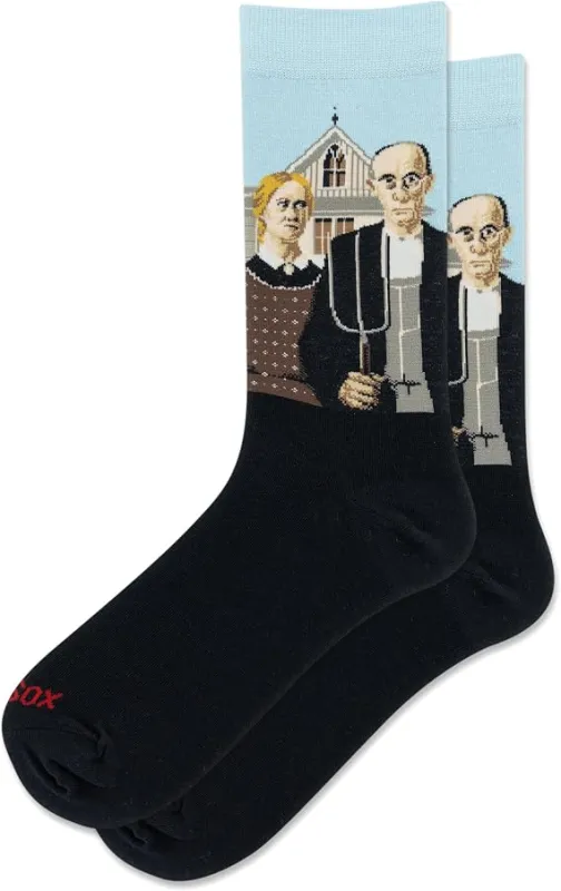 "American Gothic" Cotton Crew Socks by Hot Sox made by Hot Sox