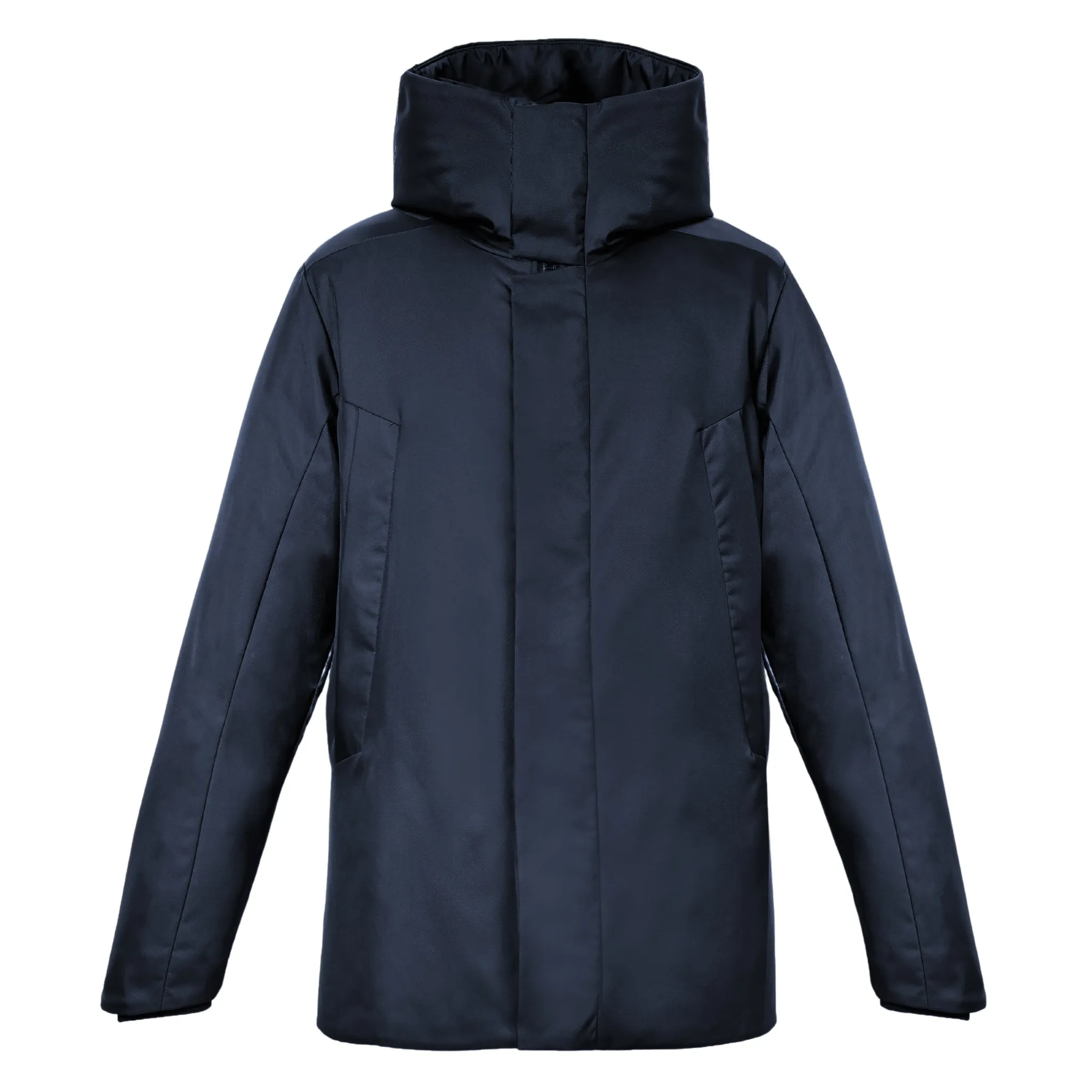 Repurposed YVON Mid-length Coat in Navy sold by BEDI