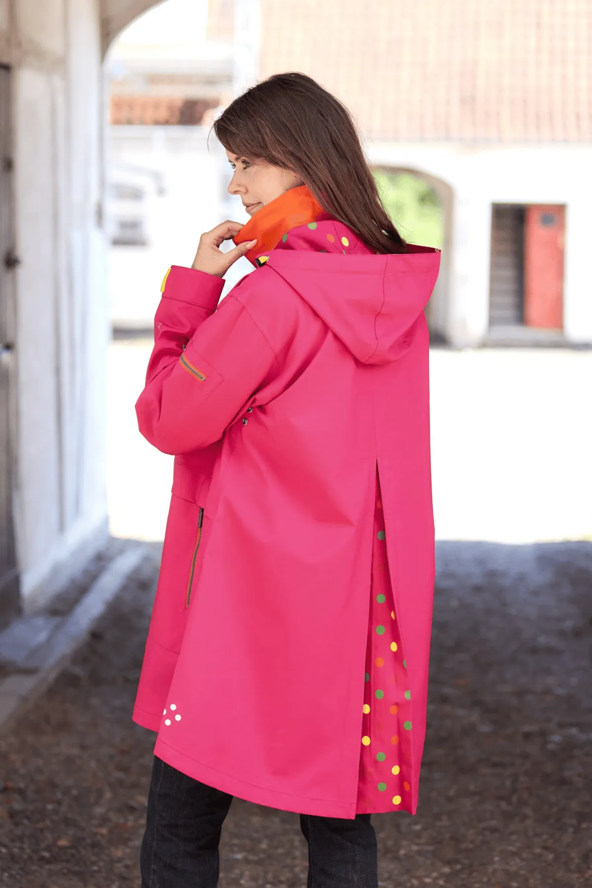 HAILEY Bright A-Line Raincoat with Reflective Colorful Detailing sold by Lornes Coats product image thumbnail 2