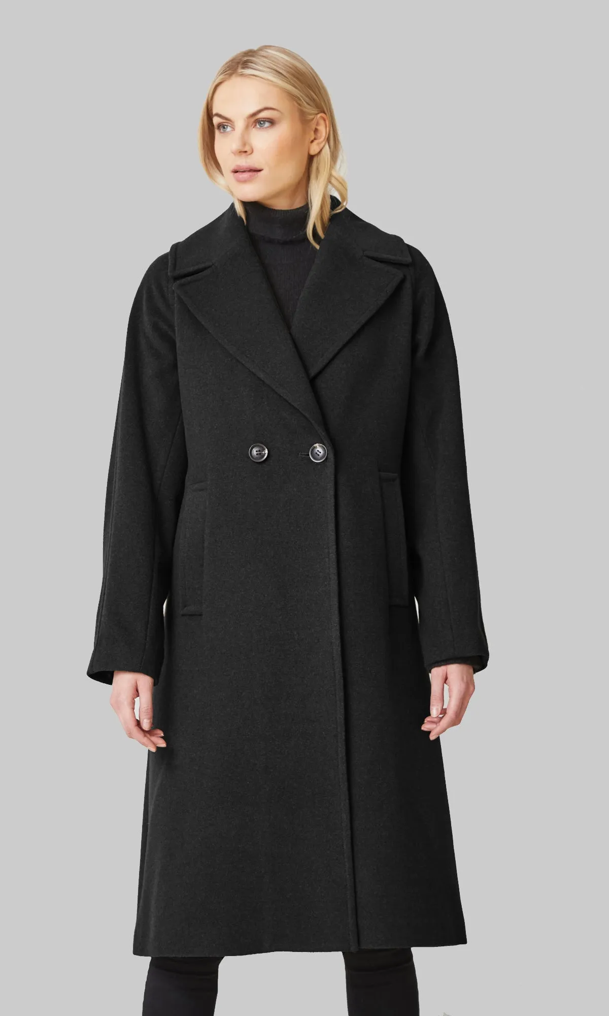INGE Long Wool Coat with Notch Collar 1215 sold by Lornes Coats product image thumbnail 5