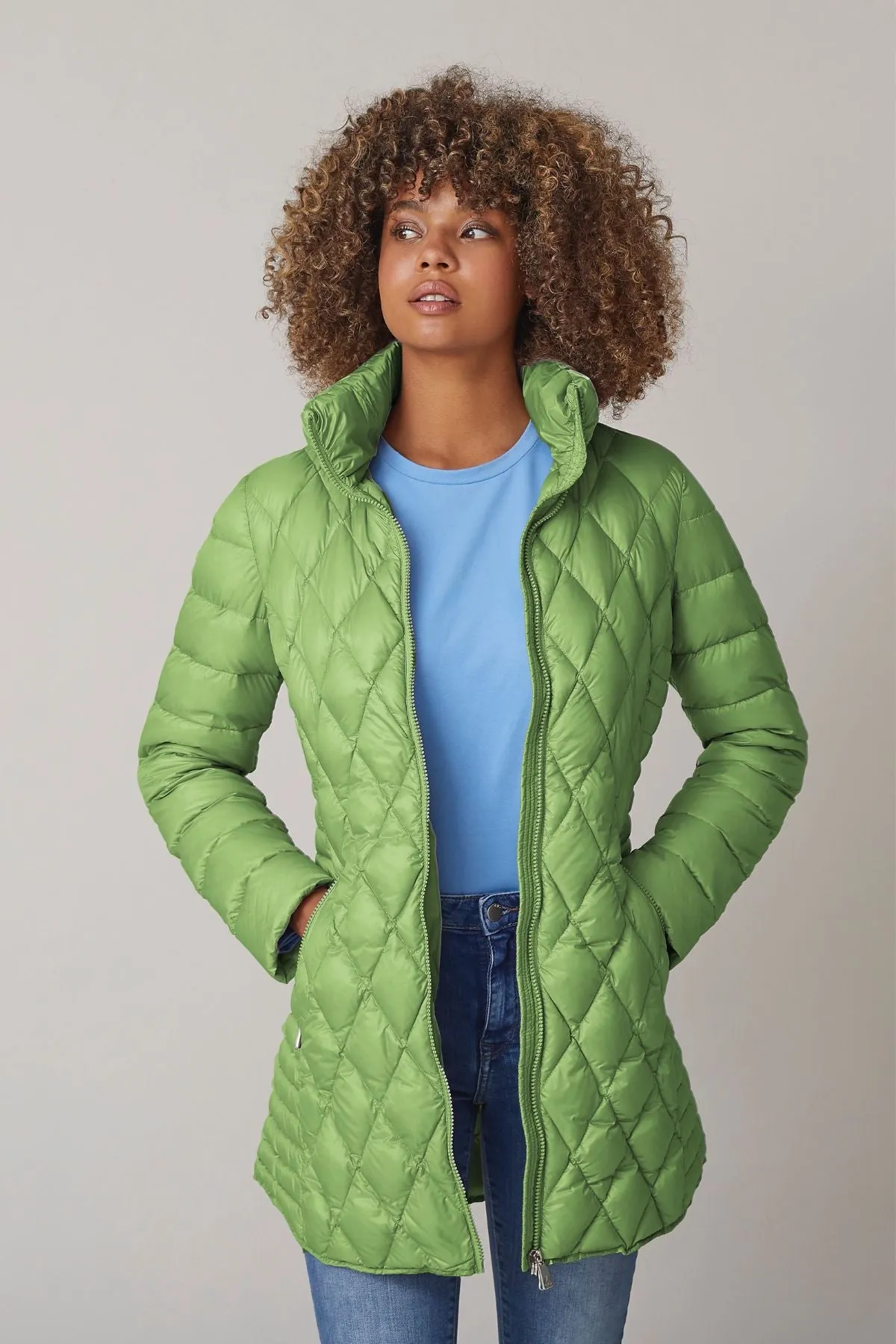 JUNE Super Light Quilted Down with Hidden Hood 2441 sold by Lornes Coats