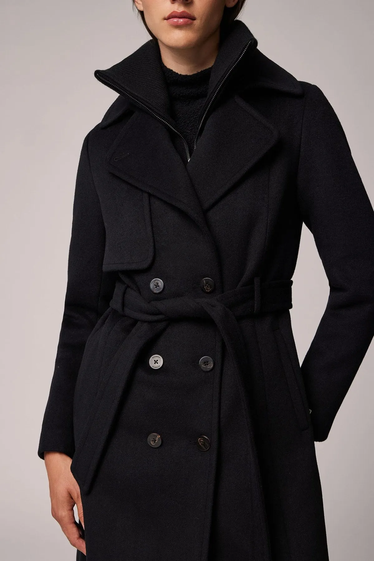 FABIANNE Trench-Style Wool Coat with High Napoleon Collar sold by Lornes Coats product image thumbnail 4