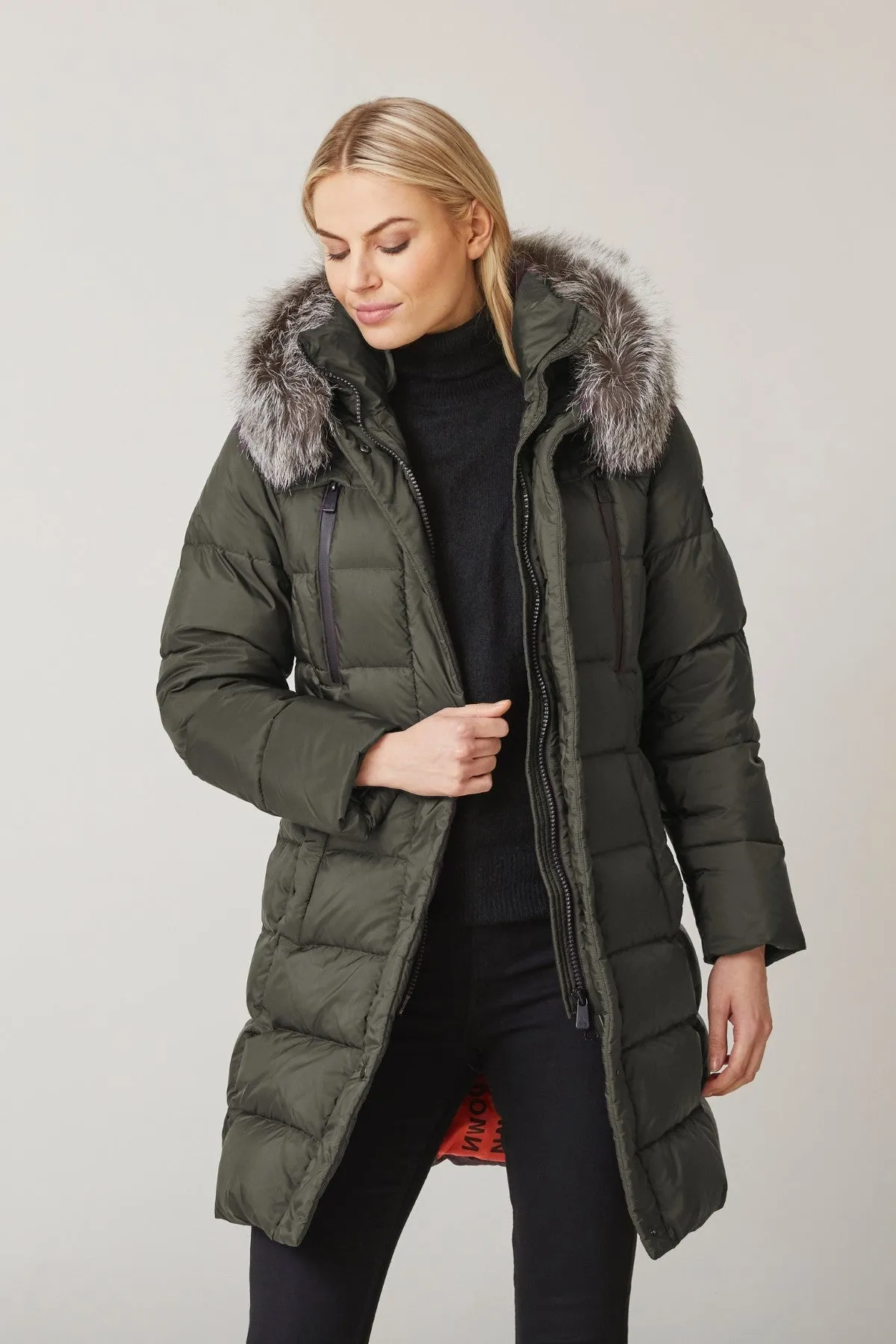 MADELEINE Down Coat with Silver Fox Fur Hood 2256 sold by Lornes Coats product image thumbnail 4