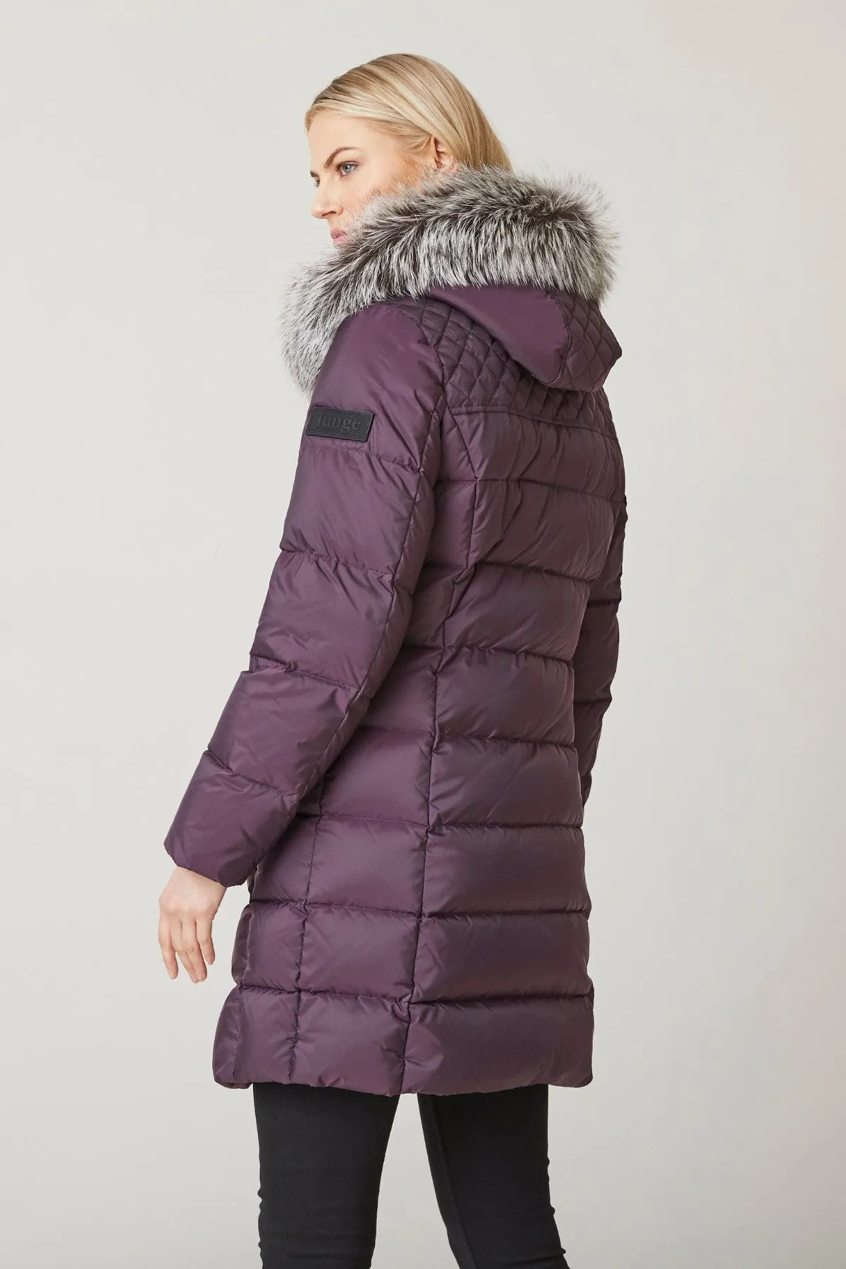 MADELEINE Down Coat with Silver Fox Fur Hood 2256 sold by Lornes Coats product image thumbnail 3