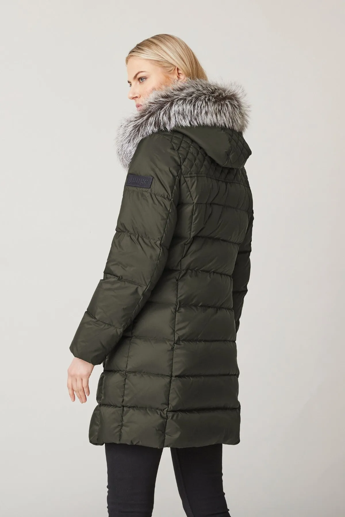 MADELEINE Down Coat with Silver Fox Fur Hood 2256 sold by Lornes Coats product image thumbnail 5