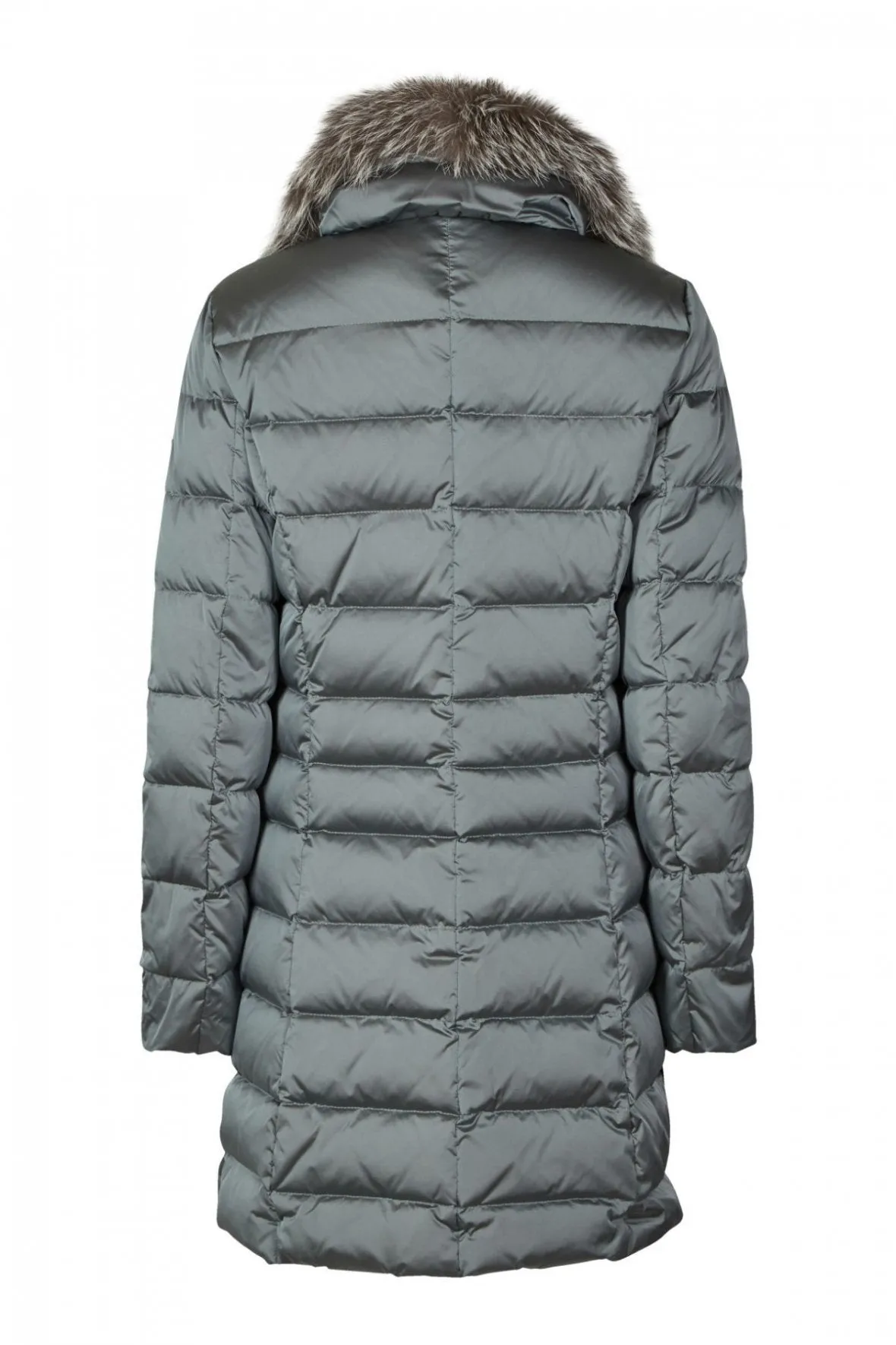 Down Mid-Length Coat with Silver Fox Fur Trim 2850 sold by Lornes Coats product image thumbnail 2