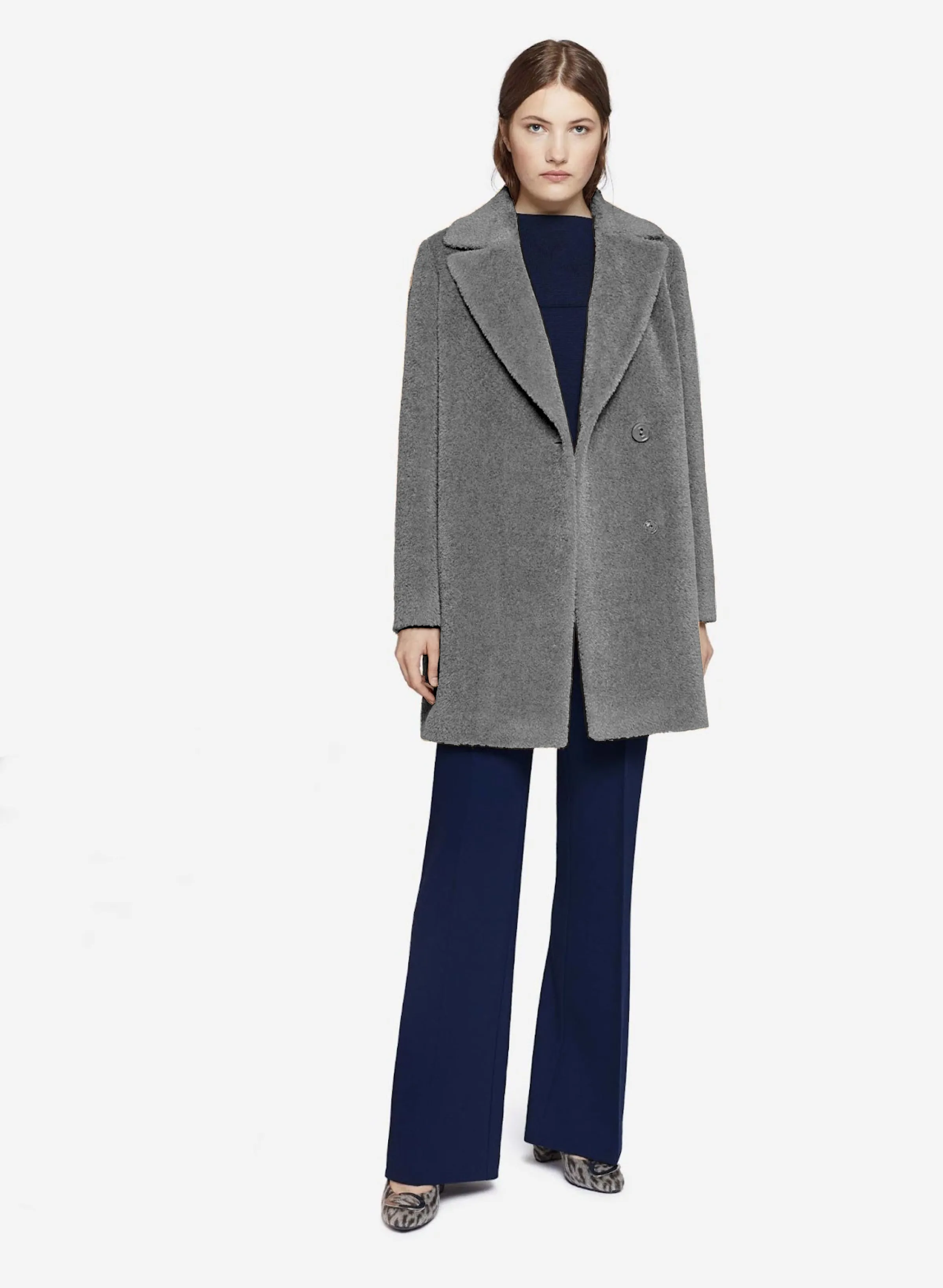 Alpaca & Wool Coat with Deep Notch Collar 8001 sold by Lornes Coats product image thumbnail 2